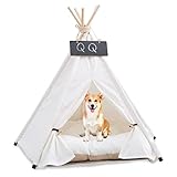 Tipi Zelt für Haustiere, Pet Tipi mit Kissen für mittelgroße Hunde, Katzen, Haustierzelt, Hundehütte