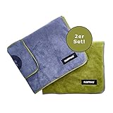 FLUFFINO® 2er Set Hundehandtuch Größe M/L - 120x70cm, extrem saugfähig und weich | Waschbar bei 60°C, schnell trocknendes Mikrofaser- Handtuch für mittelgroße & große Hunde