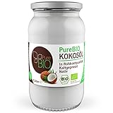 PureBIO Kokosöl 1000ml (1L) für HAARE, HAUT und zum KOCHEN - Kokosöl bio, nativ und kaltgepresst