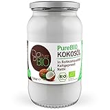 PureBIO Kokosöl 1000ml (1L) für HAARE, HAUT und zum KOCHEN - Kokosöl bio, nativ und kaltgepresst