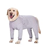 Yeapeeto Einteiler für Hunde, zur Erholung, für große und mittelgroße Hunde, Schlafanzug, Ganzkörper für Haarausfall, Allergien, Anti-Lecken, Wundschutz, Kegel-Alternative (6XL, Grau)