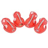 Ranphy Kleine Hundesandalen Wasserabweisend Sommer Pfotenschutz Anti-Rutsch Schuhe für Jungen Mädchen Atmungsaktive Mesh Gummisohle Hundeschuhe Rot S