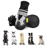 Eyein Hundeschuhe Pfotenschutz Winter, 2 Stück wasserdicht Hundeschuhe mit warmem Fleece und hohem Design, rutschfeste Hunde Schuhe Outdoor mit reflektierendem Klettverschluss, Größe 7