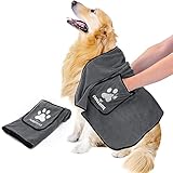 Nobleza Hundehandtuch, Mikrofaser Hundehandtuch, Hundehandtuch extra saugfähig, Weich & Langlebig Premium Hunde Trockentuch, Schnell Trocknend,106 * 66CM für Alle Hunde Katzen, Dunkelgrau