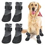 Hundesocken Anti-Rutsch, 2 Paar Indoor Anti-Rutsch Socken für Hunde, Hundesocken Pfotenschutz Hundeschuhe, Hundeschuhe Pfotenschutz für Kleine, Mittlere und Große Hunde (L)