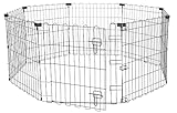 Amazon Basics Achteckig, Laufgehege für Hunde und andere Haustiere, faltbar, Metall, mit Tür, 61 cm, Schwarzer