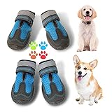 Lyneun 4 Stück Schuhe für Hunde, wasserdichte Hundeschuhe Pfotenschutz, Atmungsaktiv Pfotenschutz für Hunde, Sommer Hundeschuhe mit Rutschfester Sohle und reflektierendem für Outdoor